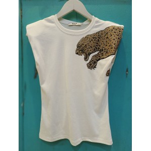 Comercio do Morrazo - Camiseta blanca leopardo